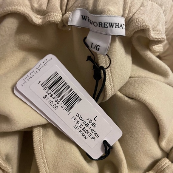 NWT WEWOREWHAT x REVOLVE Brushed Back Terry Cream Joggers, Large - Picture 8 of 10